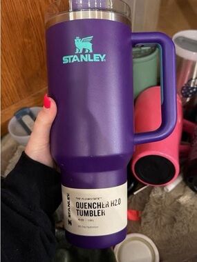 Stanley Purple Travel Tumbler with Teal Logo